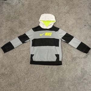 Nike Hoodie , Grey Black White and Neon Green, Size XL Kids